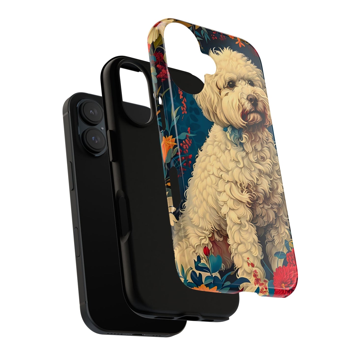 Cute Dog Phone Case, Pet Lover Gift, Floral Design Tough Case, Custom Dog Art, Birthday Gift for Dog Owners, Unique Phone Accessories