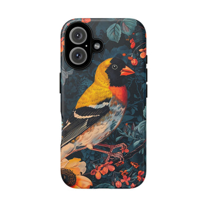 Colorful Bird Phone Case, Floral Phone Cover, Tough Phone Protector, Nature Lover Gift, Botanical Case, Unique Mobile Accessory