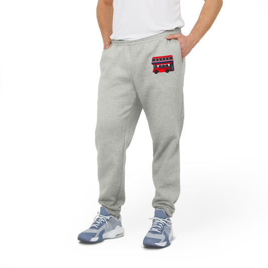 Cozy Fleece Joggers  - Classic London Double-Decker Bus Artwork