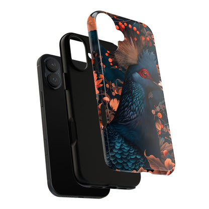 Vibrant Phone Case with Floral Peacock Design - Tough Cases, Artistic Phone Cover, Unique Gift for Nature Lovers, Stand Out Tech Accessory