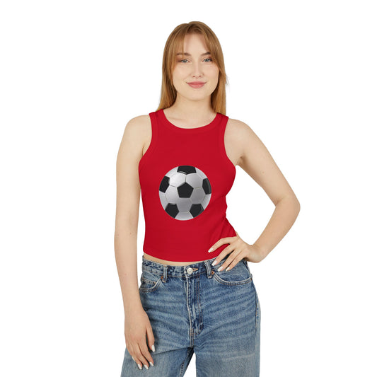 Women's Micro Rib Racer Tank Top - Dynamic Football Design - Sports Passion and Energy