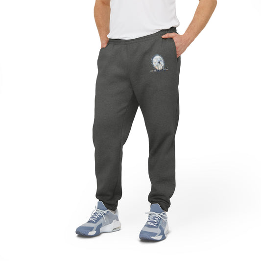 Comfortable Adidas Unisex Fleece Joggers - Perfect for Relaxation and Casual Outings - London Eye - Iconic Ferris Wheel Watercolor Art