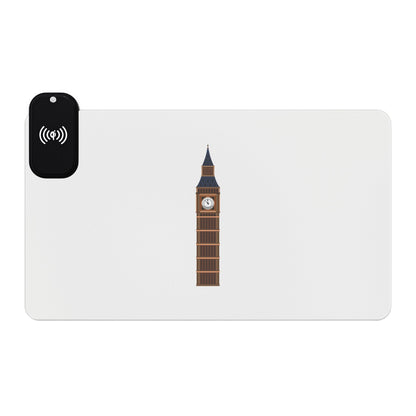 Big Ben Minimal Art - LED Gaming Mouse Pad with Wireless Charging, Perfect for Gamers, Office Decor, Great Gift for Tech Lovers, Unique Desk Accessories