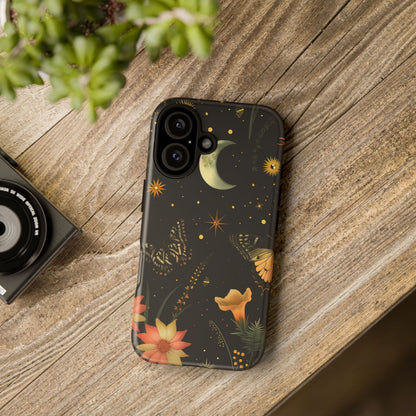 Floral Phone Case - Tough Cases with Moon and Butterflies, Bohemian Chic, Gift for Nature Lovers, Unique Tech Accessories, Stylish [...]