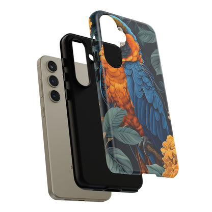 Tropical Parrot Phone Case - Tough Cases, Colorful Phone Cover, Nature Lover Gift, Floral Design, Bird Lover Accessory