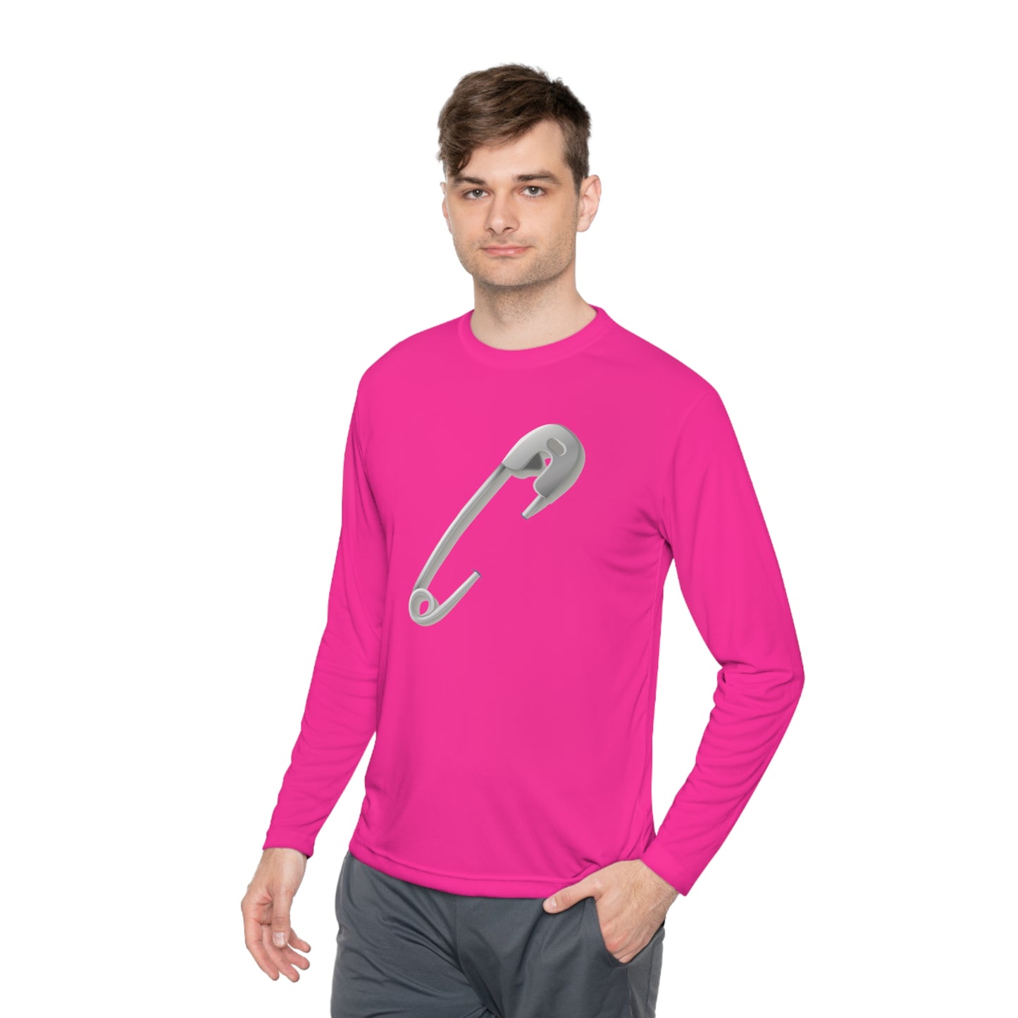 Unisex Lightweight Long Sleeve Tee - Minimalist Safety Pin