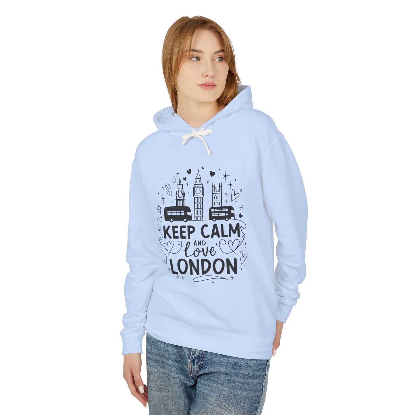 Unisex Lightweight Hooded Sweatshirt - Keep Calm and love London