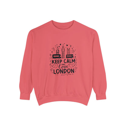 Unisex Garment-Dyed Sweatshirt Cozy - Keep Calm and Love London