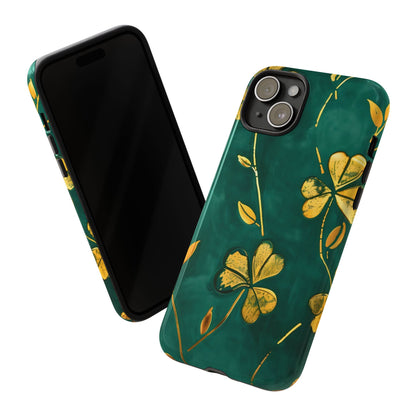 Floral Phone Case with Gold Accents, Tough Phone Cover, Stylish Phone Protector, Unique Gift for Her, Nature Lover Accessory