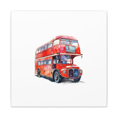 London Red Double-Decker Bus Art Canvas Print, Wall Decor for Travel Lovers, Home Office Gift, Unique Artwork for All Occasions
