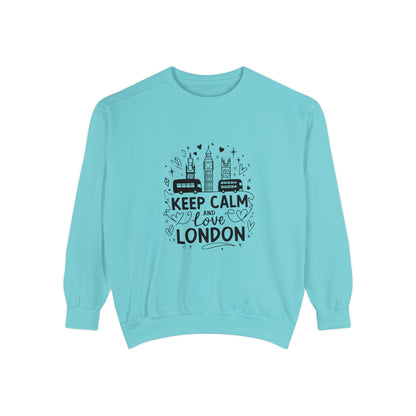 Unisex Garment-Dyed Sweatshirt Cozy - Keep Calm and Love London