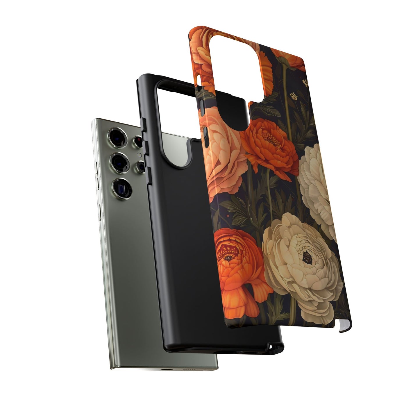 Floral Phone Case with Tough Protection, Blooming Ranunculus Design, Durable Cover, Gift for Flower Lovers, Eco-Friendly Phone Accessory