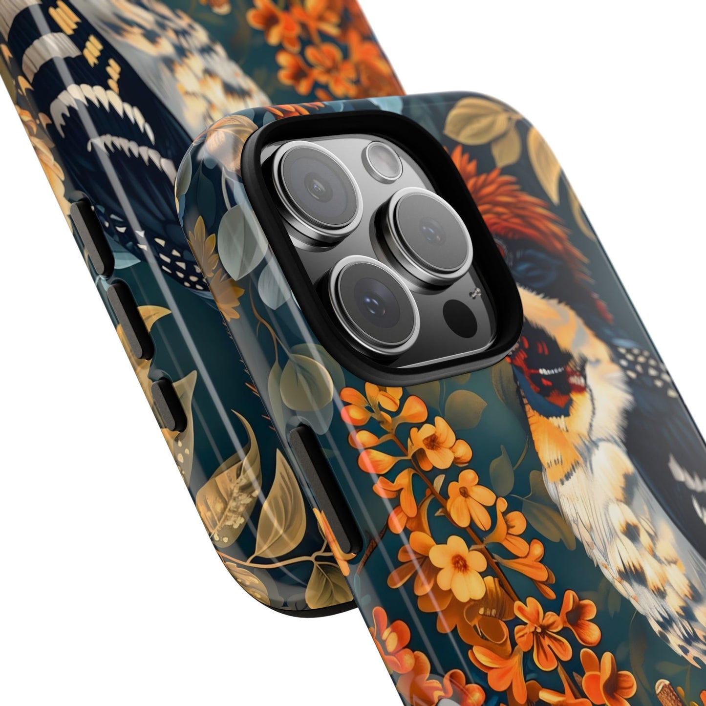 Tough Cases: Floral Bird Phone Case, Vintage Style Cover, Nature Lover Gift, Botanical Design, Spring Inspire Fashion