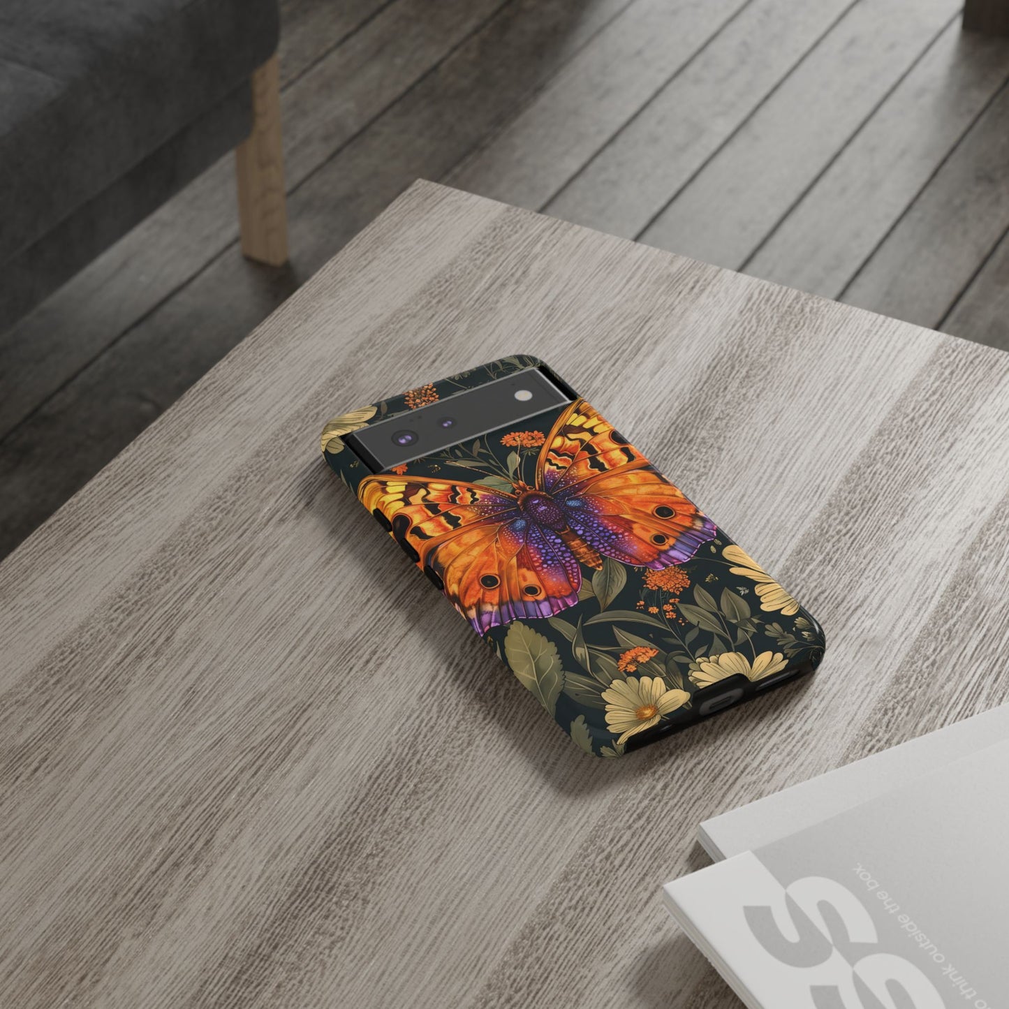 Butterfly Phone Case, Tough Cases for Nature Lovers, Vibrant Floral Design, Gift for Her, Cute Phone Accessories, Butterfly Artwork