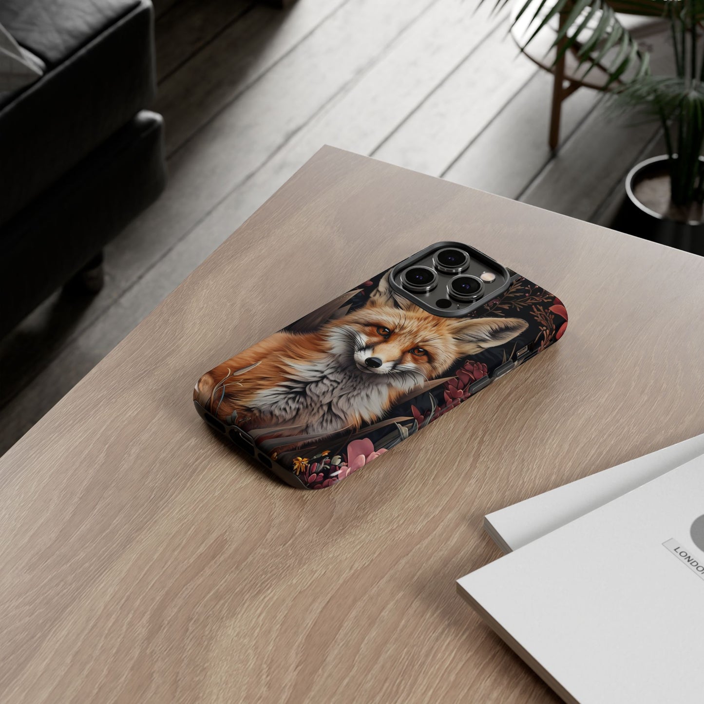 Fox Floral Phone Case, Tough Cases for Animal Lovers, Nature Themed Gift, Cute Phone Cover, Wild Fox Protector