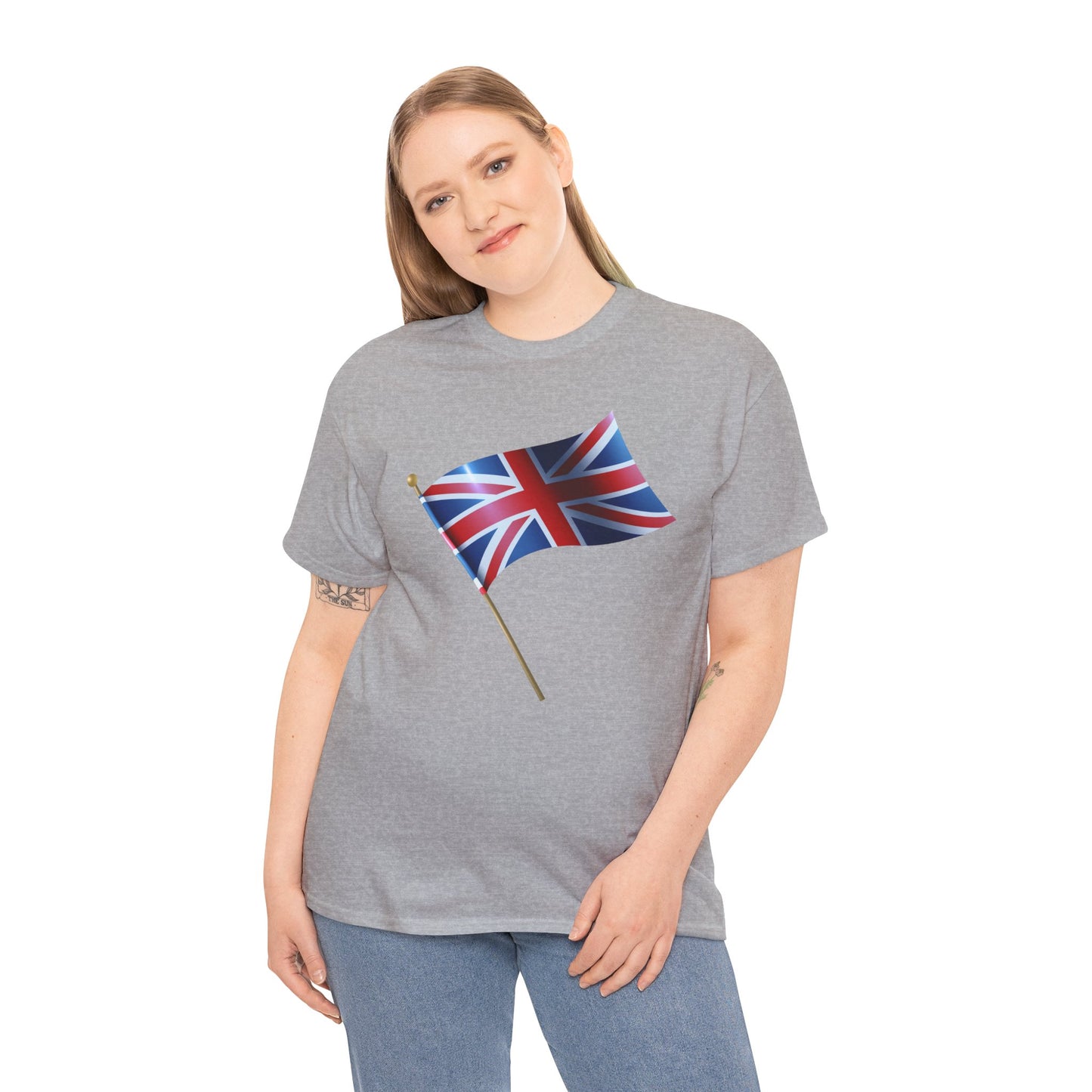 Unisex Heavy Cotton Tee - Classic UK Flag Design - Union Jack Symbol