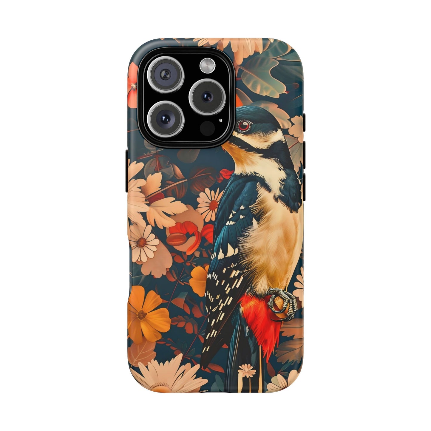 Artistic Bird Phone Case, Unique Tough Cases for Nature Lovers, Floral Design, Cute Gift, Customized Phone Accessories