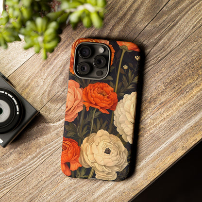Floral Phone Case with Tough Protection, Blooming Ranunculus Design, Durable Cover, Gift for Flower Lovers, Eco-Friendly Phone Accessory