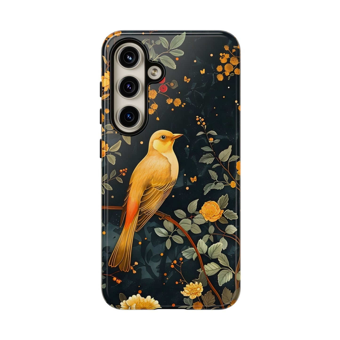 Floral Phone Case, Tough Cases with Bird Design, Nature Lover Gift, Stylish Protection, Birthday Present, Floral Phone Cover