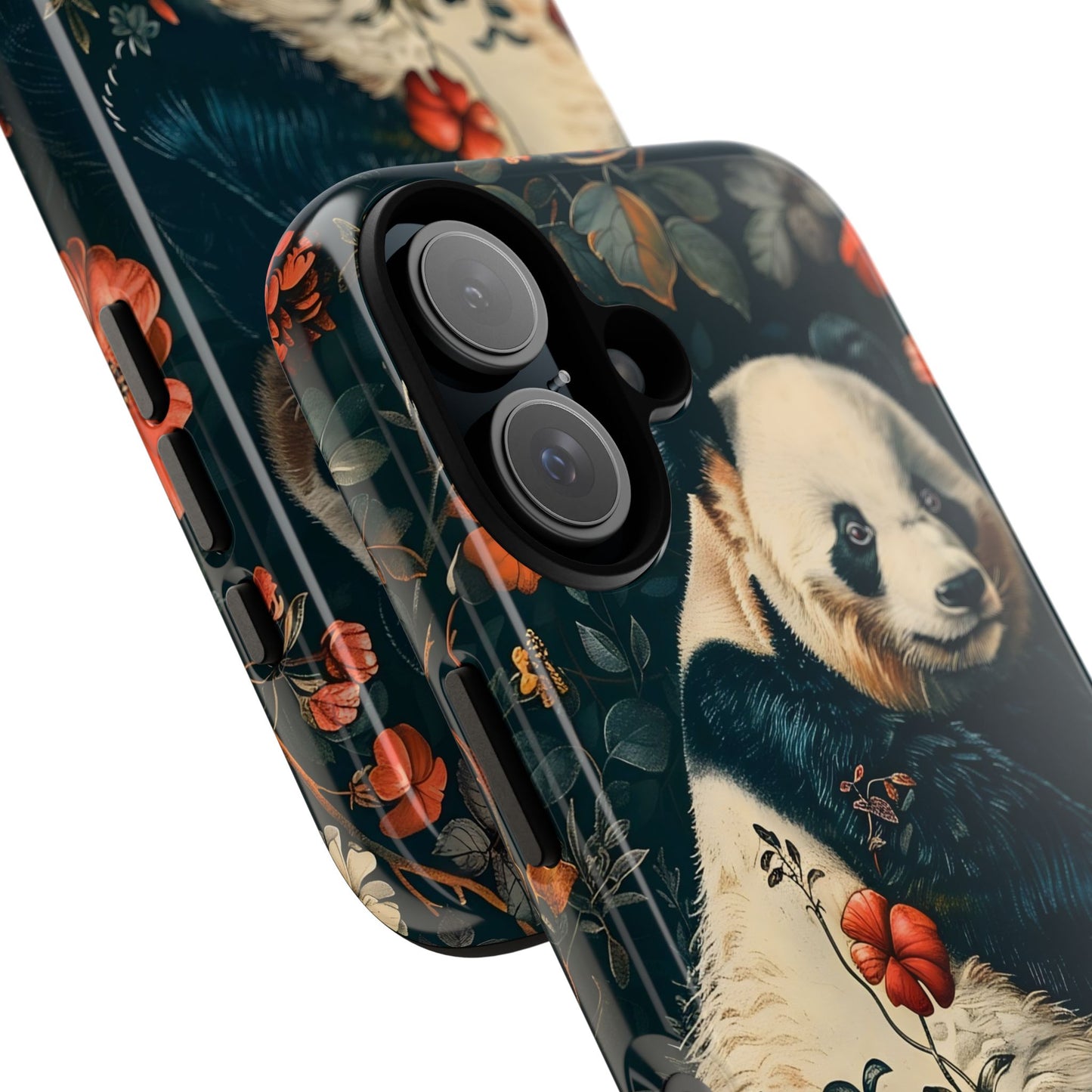 Panda Phone Case, Floral Design Phone Cover, Cute Panda Gift, Nature-Inspired Case, Animal Lover Accessory