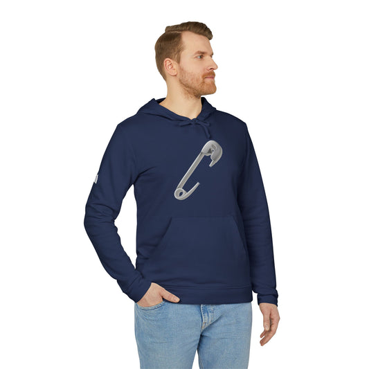 adidas Unisex Fleece Hoodie - Minimalist Safety Pin Design