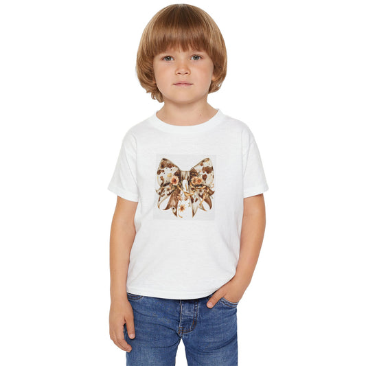 Toddler T-Shirt - Western Cow Print Bow with Floral Accents Clipart  - Cute Kids Apparel for Spring Celebrations
