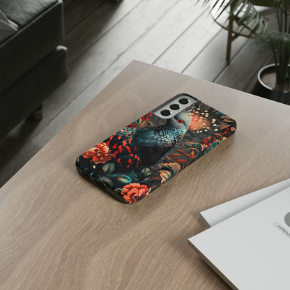 Floral Peacock Phone Case, Tough Cases, Artistic Phone Cover, Unique Gift, Nature Lover Accessory, Protective Case
