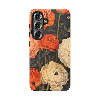 Floral Phone Case with Tough Protection, Blooming Ranunculus Design, Durable Cover, Gift for Flower Lovers, Eco-Friendly Phone Accessory