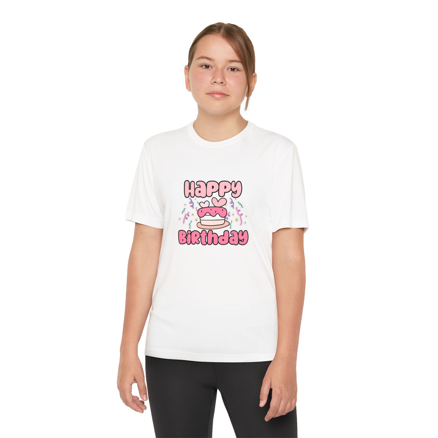 Youth Tee - Birthday Girl Pink Rainbow Animal Print Clipart - Fun Celebration T-Shirt for Kids