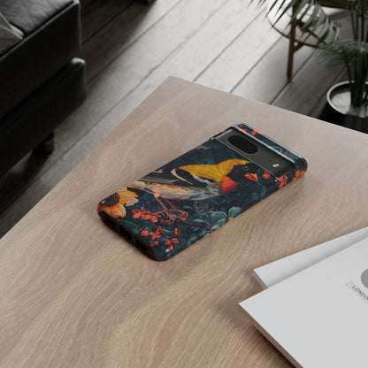 Colorful Bird Phone Case, Floral Phone Cover, Tough Phone Protector, Nature Lover Gift, Botanical Case, Unique Mobile Accessory