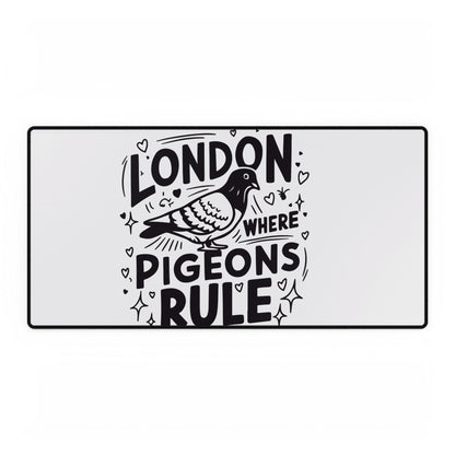 London Pigeon Desk Mat - Cute Office Decor, Desk Accessories, Gift for Bird Lovers, Unique Workspace Mat, Fun London Souvenir