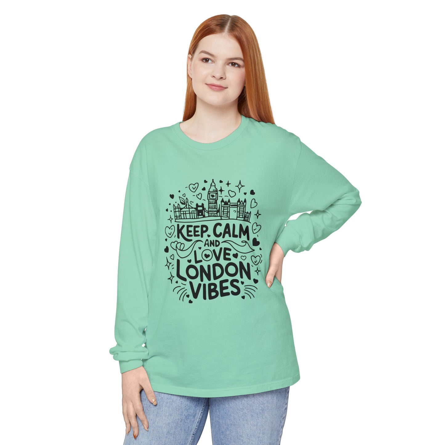 Unisex Garment-dyed Long Sleeve T-Shirt - Keep calm and love London