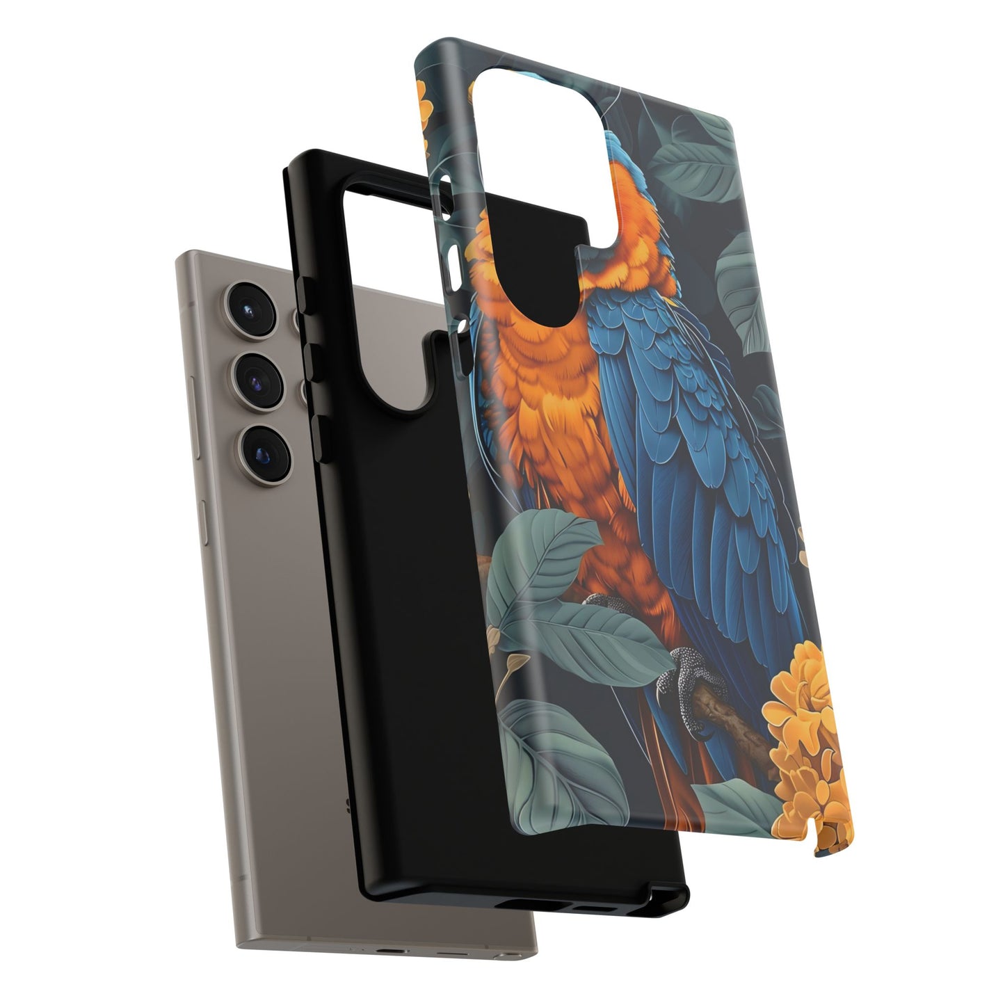 Tropical Parrot Phone Case - Tough Cases, Colorful Phone Cover, Nature Lover Gift, Floral Design, Bird Lover Accessory