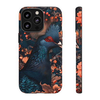 Vibrant Phone Case with Floral Peacock Design - Tough Cases, Artistic Phone Cover, Unique Gift for Nature Lovers, Stand Out Tech Accessory