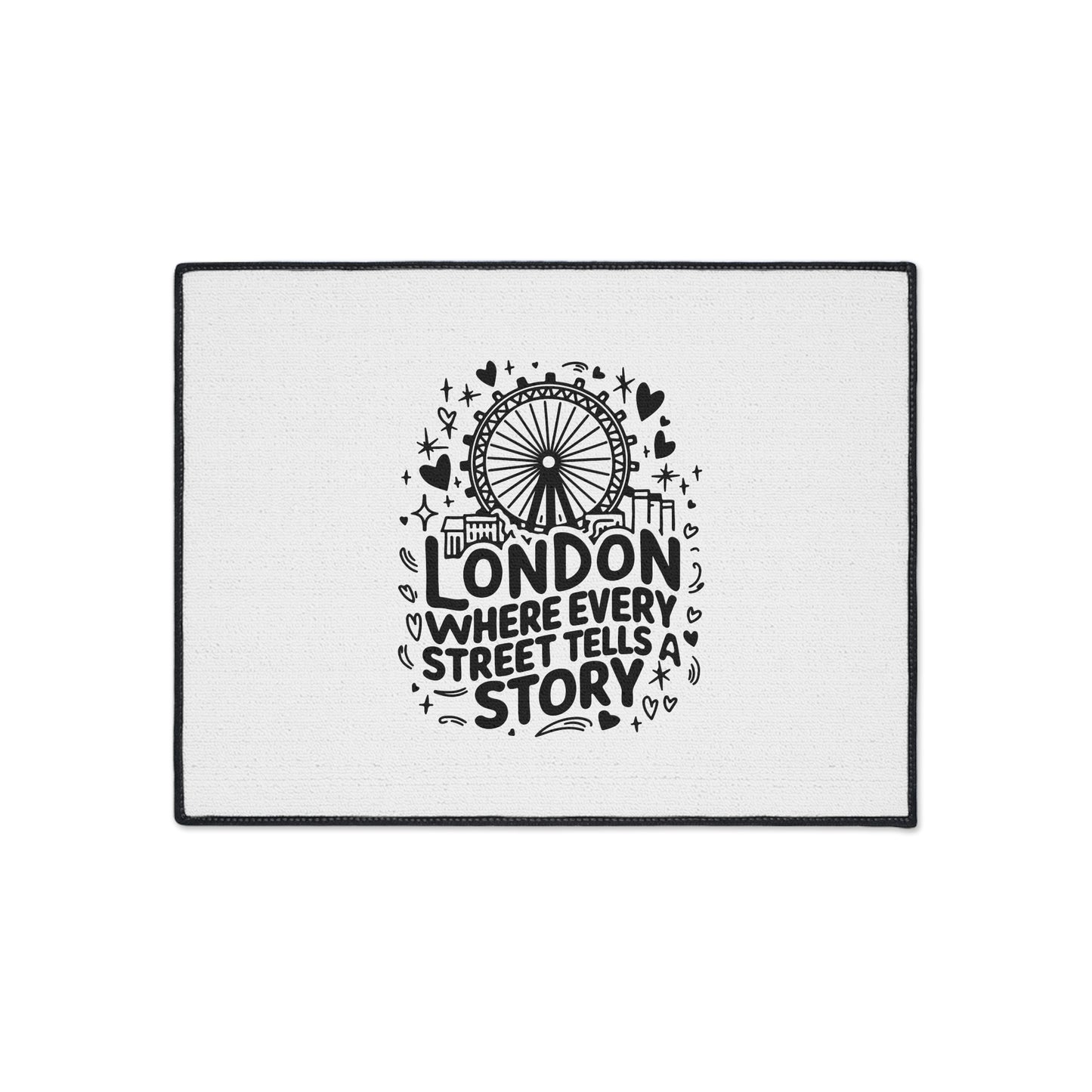 Stylish Heavy Duty Floor Mat - London Street Story Design, Home Decor, Indoor/Outdoor Rug, Entryway Mat, Gift for Travelers