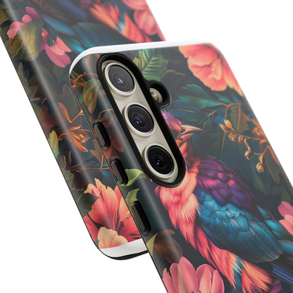 Tough Cases: Vibrant Tropical Bird Phone Case, Floral Smartphone Cover, Nature Lover Gift, Boho Phone Accessory, Cute Bird Case