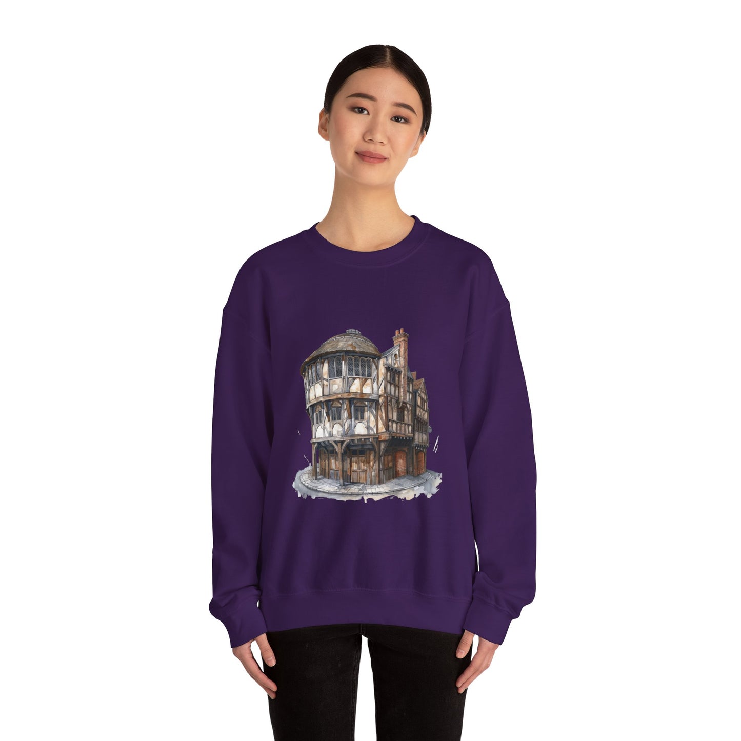 Unisex Heavy Blend™ Crewneck Sweatshirt - Home Away from Home - British Pub Atmosphere