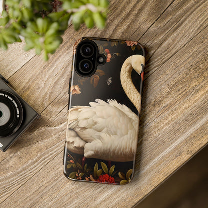 Elegant Swan Phone Case, Floral iPhone Cover, Tough Phone Case, Gift for Her, Nature Lover, Mother's Day, Birthday