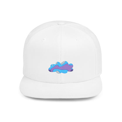 Light Blue Cloud Doodle Flat Bill Snapback