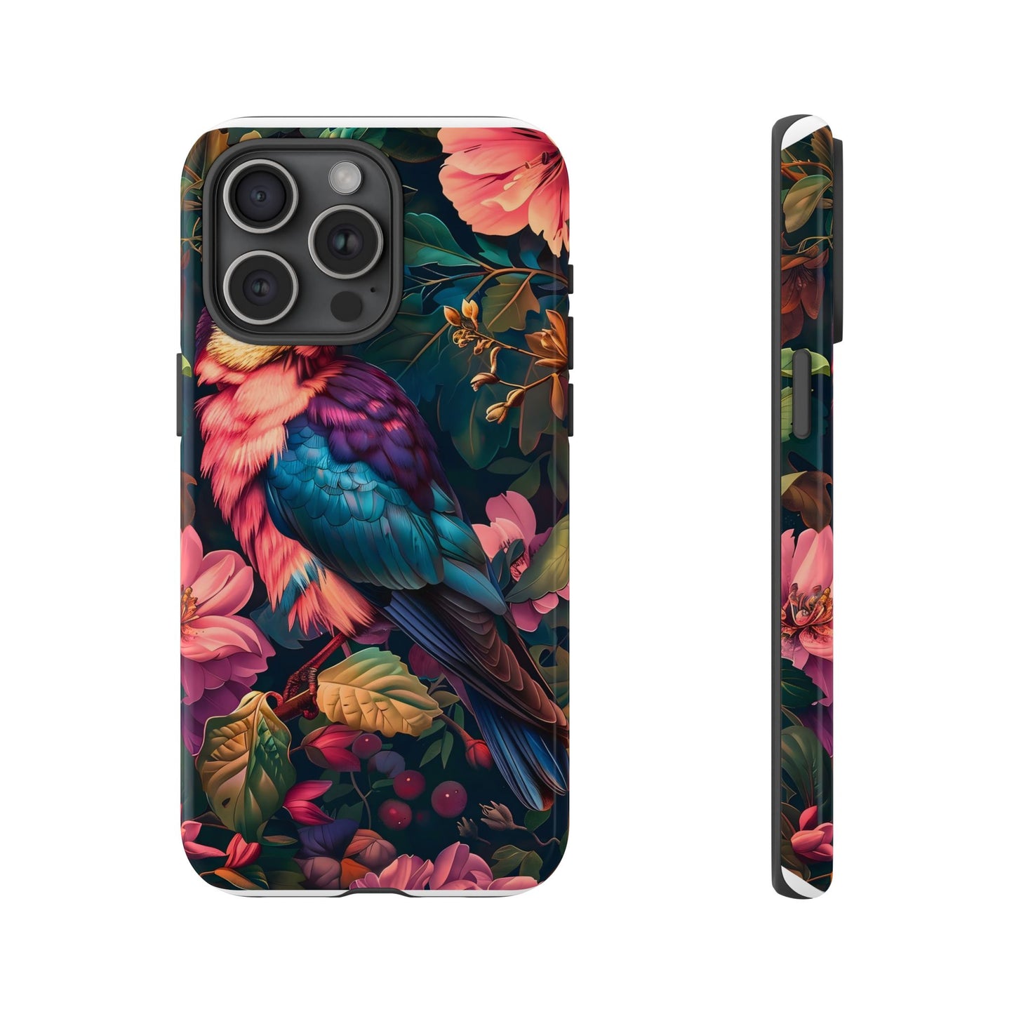Tough Cases: Vibrant Tropical Bird Phone Case, Floral Smartphone Cover, Nature Lover Gift, Boho Phone Accessory, Cute Bird Case