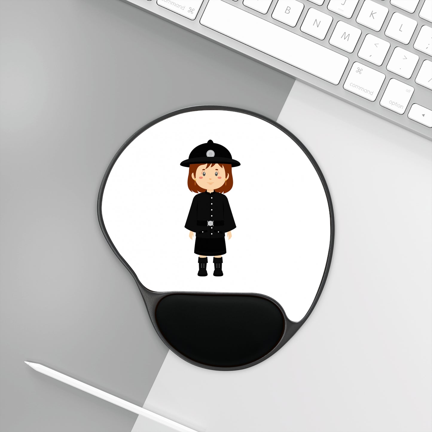 Cute Police Officer Mouse Pad with Wrist Rest, Office Decor, Work from Home Gift, Ergonomic Mousepad, Unique Desk Accessories