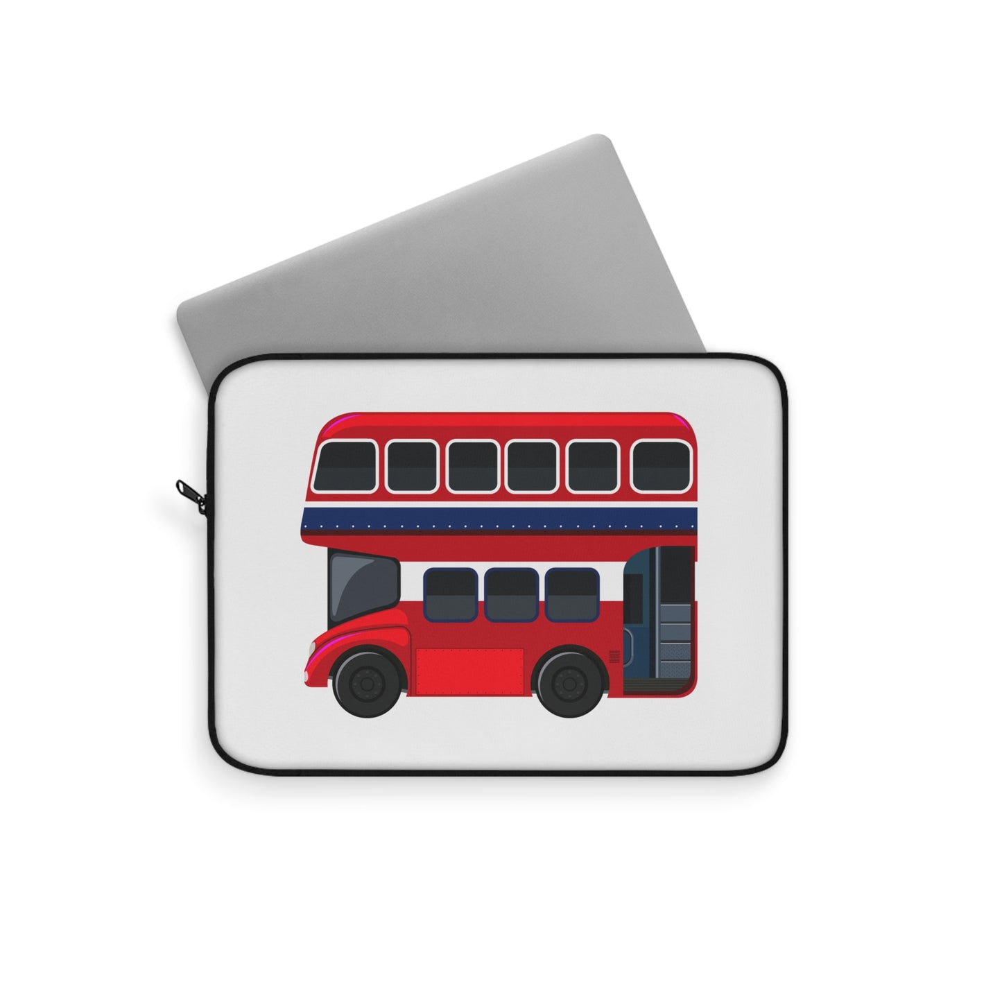 Red Double-Decker Bus Laptop Sleeve, Cute Tech Case, Gift for London Lovers, Travel Accessory, Modern Laptop Bag