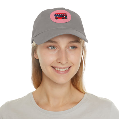 London Bus Stylish Dad Hat with Leather Patch, Casual Headwear for Fathers, Gift for Dad, Summer Hat, Everyday Fashion Accessory