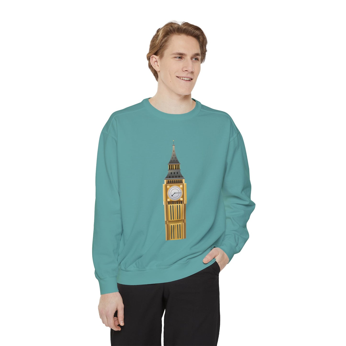 Unisex Garment-Dyed Sweatshirt Trendy - Iconic Big Ben Clock Tower