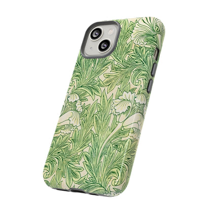 Green Floral Phone Case, Botanical iPhone Cover, Tough Phone Shell, Nature-inspired Gift, Eco-friendly Tech Accessory