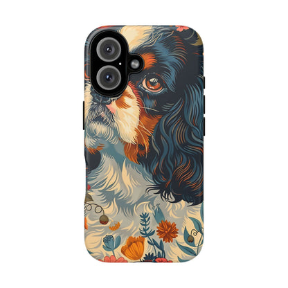 Cavalier King Charles Spaniel Phone Case, Floral Dog Lover Gift, Tough Phone Cover, Pet Owner Accessory, Unique Dog Design