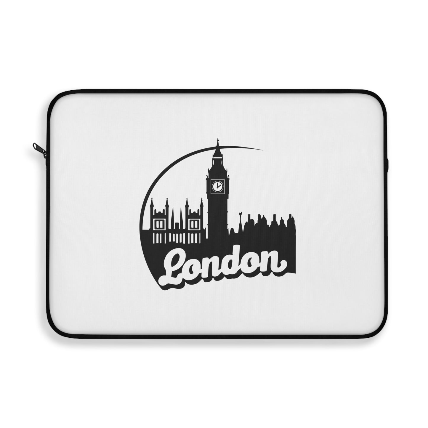 London-Themed Laptop Sleeve, Stylish MacBook Case, Unique Gift for Travelers, Modern Tech Accessory, Black and White Design