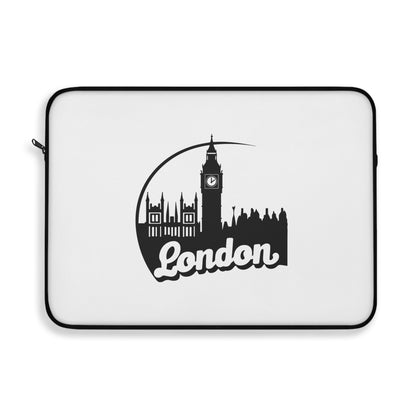 London-Themed Laptop Sleeve, Stylish MacBook Case, Unique Gift for Travelers, Modern Tech Accessory, Black and White Design