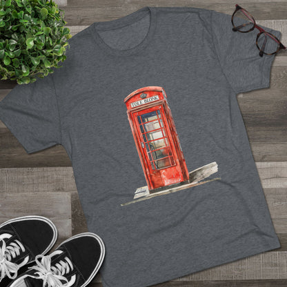 Iconic British Public Telephone - Classic Red Phone Box Unisex Tri-Blend Crew Tee