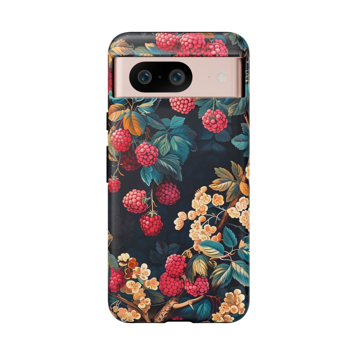 Floral Phone Case with Berry Design, Durable Phone Cover, Floral Print, Gift for Plant Lovers, Nature-Inspired Accessory